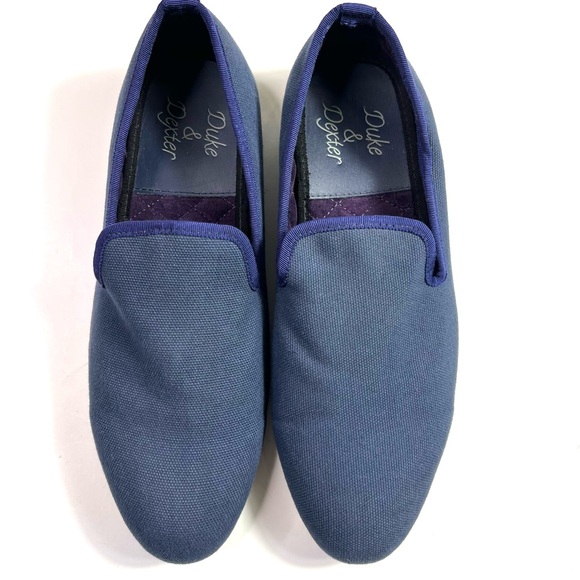 Duke & Dexter Blue Canvas Loafers Size 9 - Picture 3 of 12